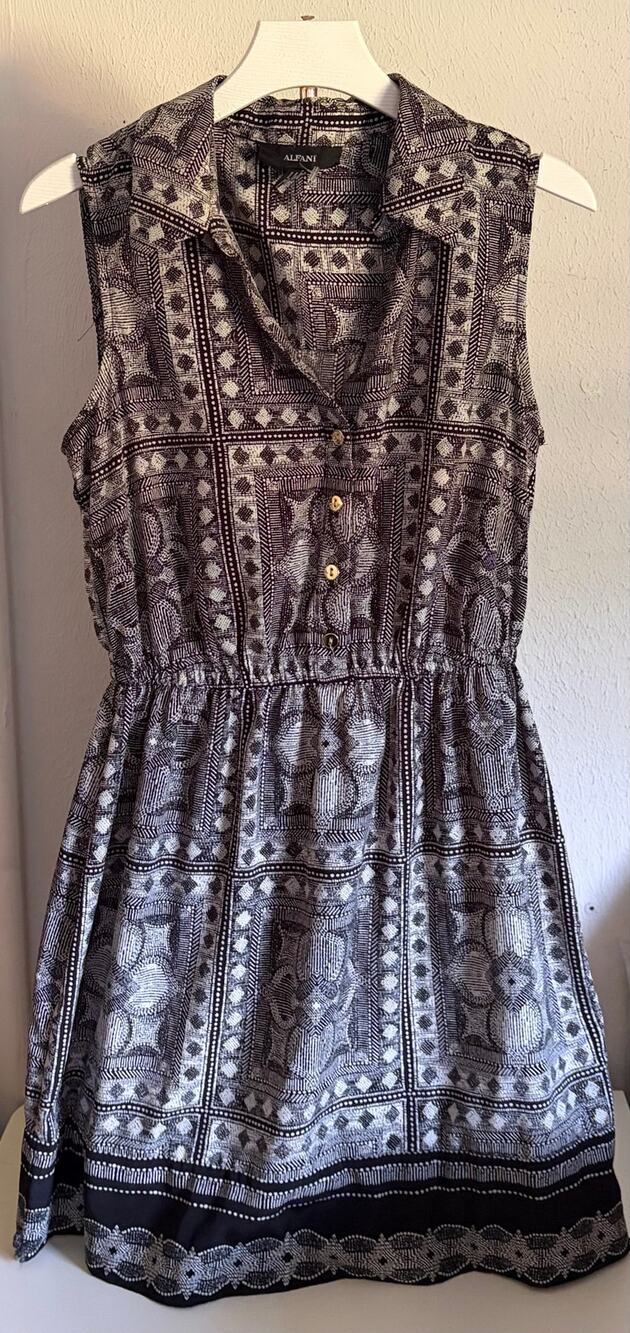 Women's Alfani Sleeveless Geometric Paisley Collared Dress Sz 2